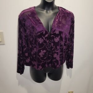 Rabbit designs size xl purple burn out velvety semi sheer jacket